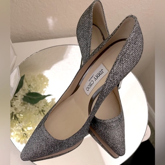Jimmy Choo Metallic Silver Semi-Pointed Toe Stiletto Heels - Picture 4 of 16